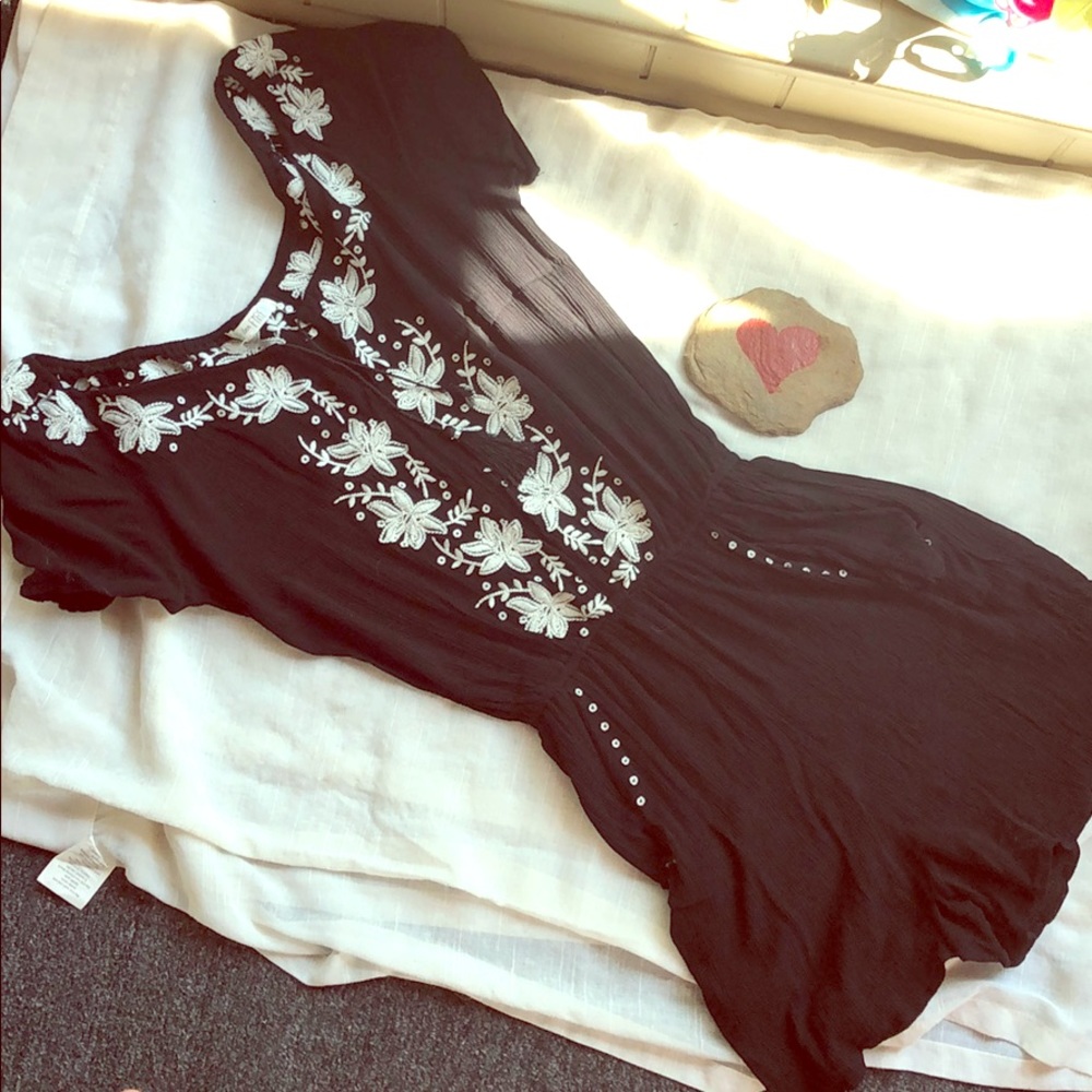 love, Fire Black Floral Romper
